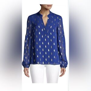 Lilly Pulitzer Lapis Lazuli Blue, gold and silver metallic Women's Top. Size XL